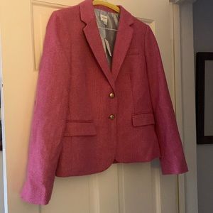 NWT J. Crew Pink Herringbone Wool Tweed Blazer
